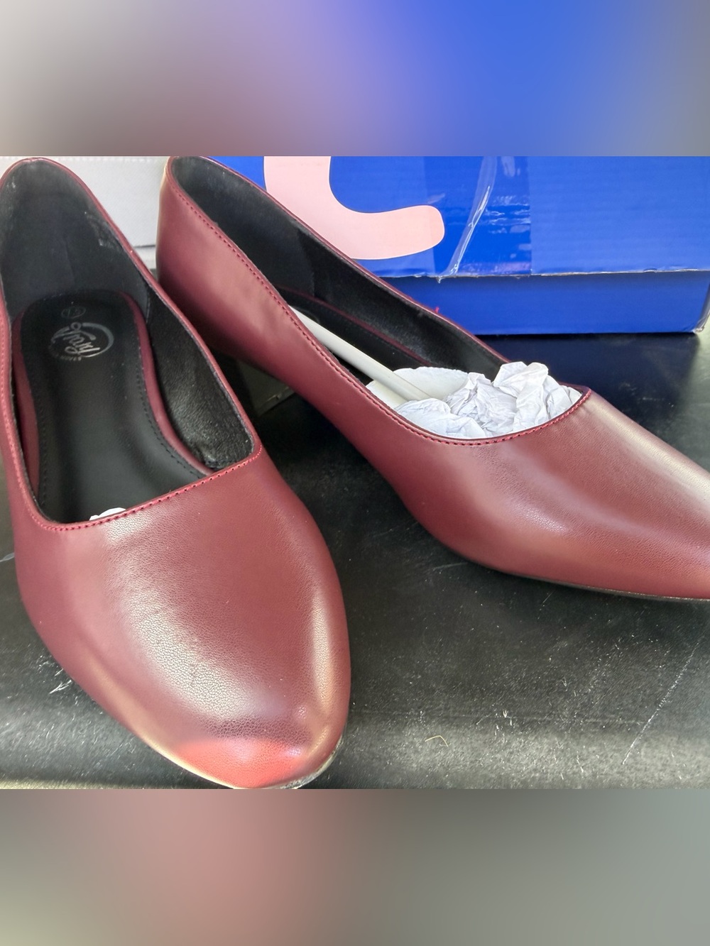 Size 7.5 - NEW: Burgundy Soft Pointed-Toe Low Heel Pump